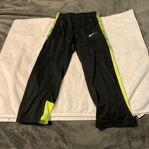 Nike dri fit boys size small joggers. Black and neon green
